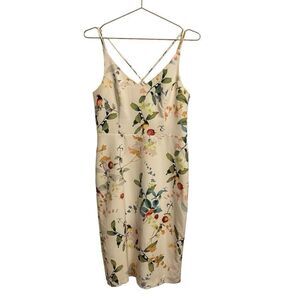 OASIS Floral Bird Print V Neck Dress Size 10
